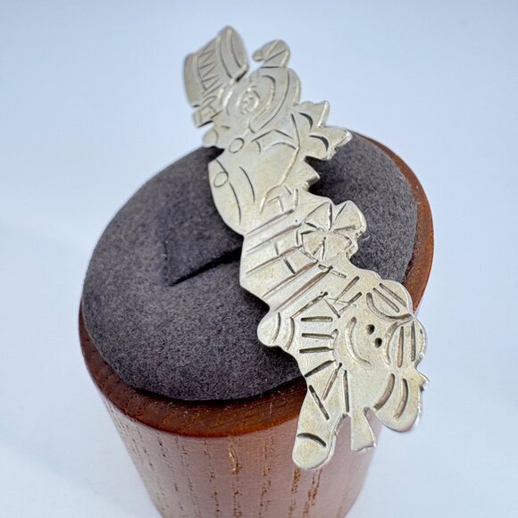 VTG Solid Sterling Silver 925 Christmas Holiday Themed Brooch Size 2.5" Length - Picture 3 of 9